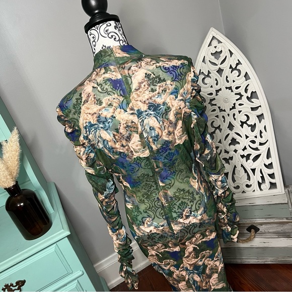 Fashion Nova Angelic Moments Ruched Mini Dress Green Size 1X - Picture 12 of 15